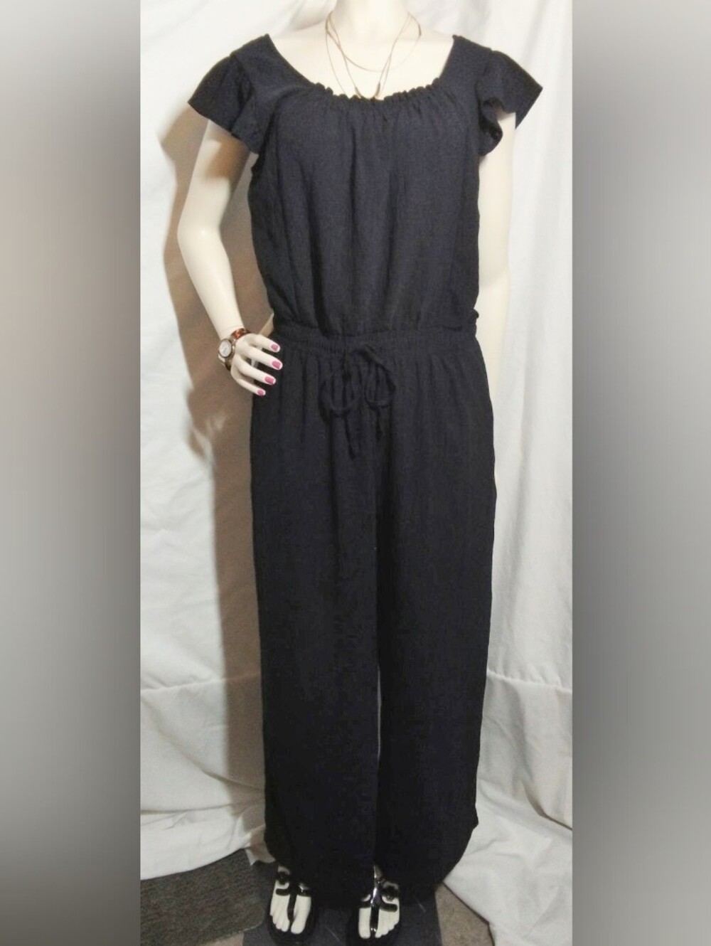 Dokotoo Women’s Jumpsuit, Ruffle Sleeves, Square Neck,Wide Leg Overalls Size L